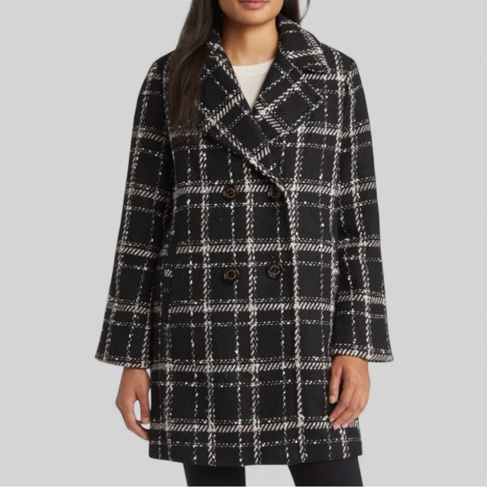 Sam Edelman Plaid Double Breasted Coat. Women’s Size Medium.
